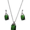 juego de collar y aretes verde esmeralda