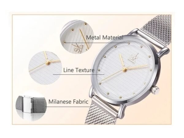 reloj shengke, color plateado dama.