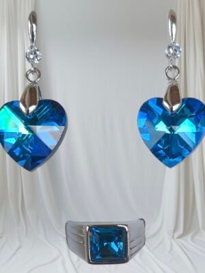 gran corazón azul dasmalerish con anillo silver blue.